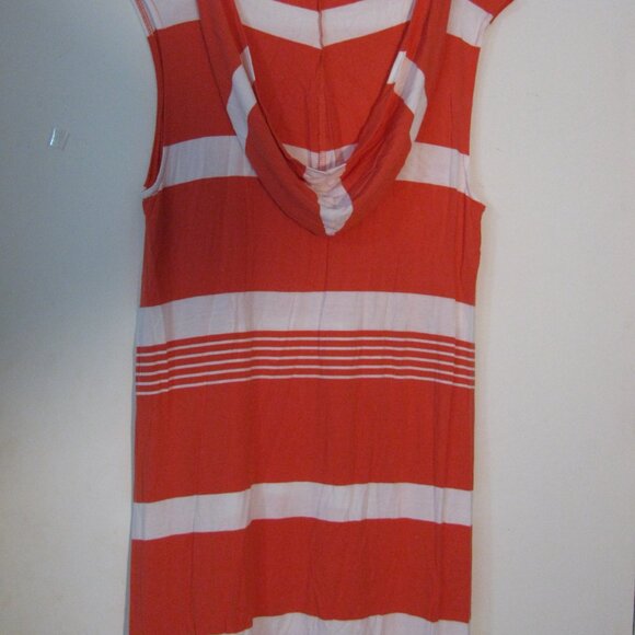 Cable & Gauge Striped Hoodie Shirt Large Beach Cover Orange White Stripe - Picture 5 of 5